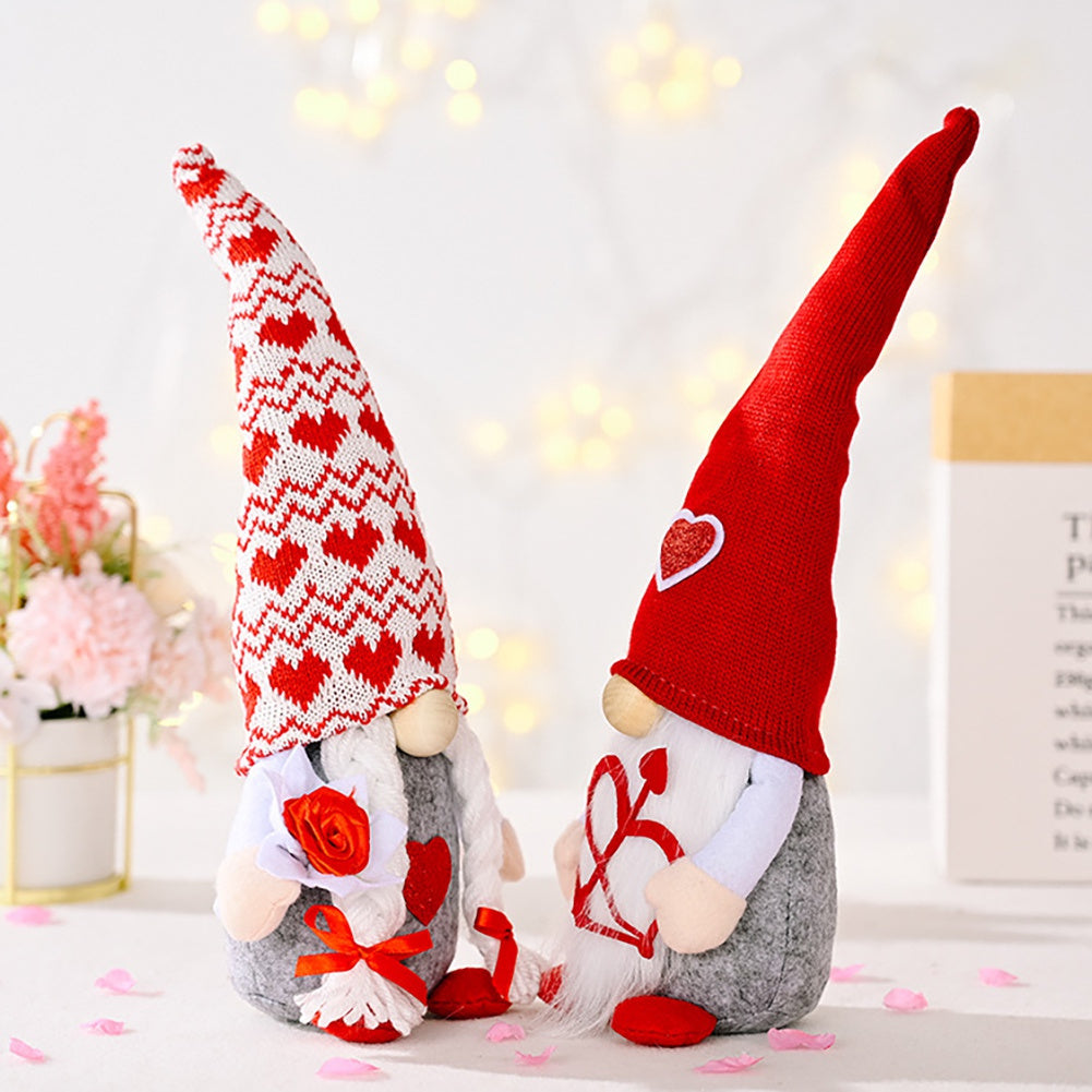 2PCS Adorable Scandinavian Tomte Elf Gnomes Plush, Valentine's Day Decoration, Home Table Decor, Sweet Gifts for Him/Her