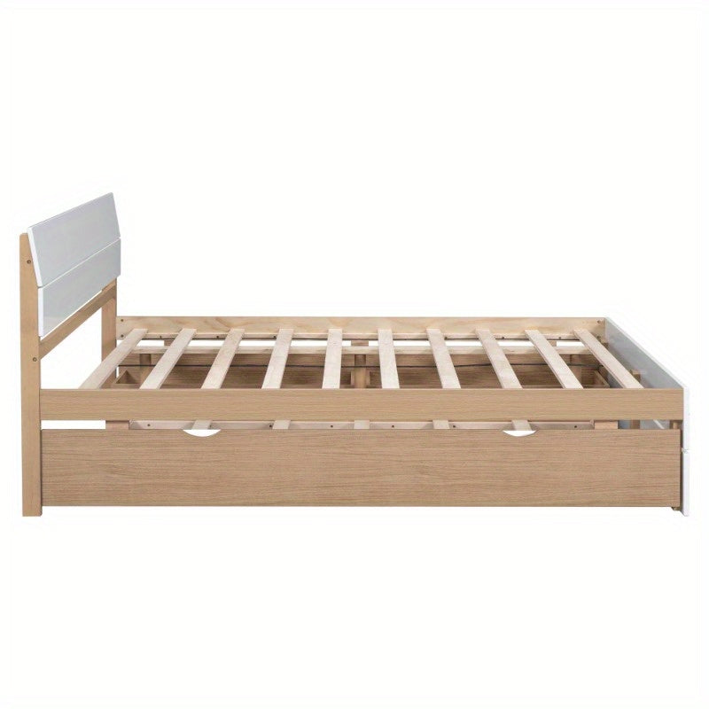 King bed frame Queen bed frame king bed Queen bed frameModern full bed frame with double size casters and 2 drawers for white high glossLocal warehouse High quality