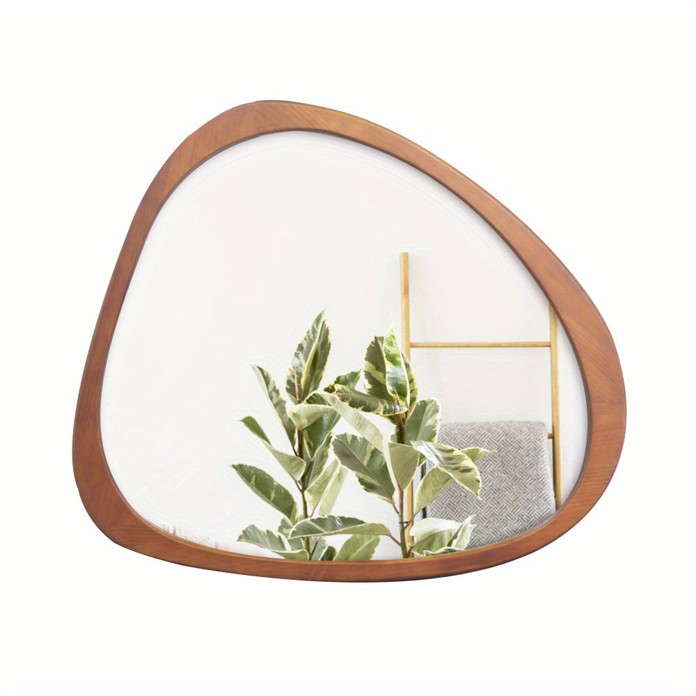 45 Inch Solid Wood Asymmetrical Wall Mirror - Large Sized Wooden Framed Dressing Mirror for Living Room, Bedroom, Bathroom, Hallway or Entry Way with Classic Style