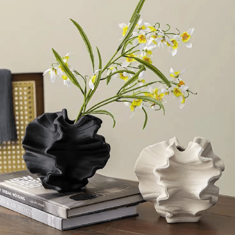 Modern Geometric Resin Vase for Dried Flowers - Elegant Home Decor Accent for Living Room, TV Stand & Desktop