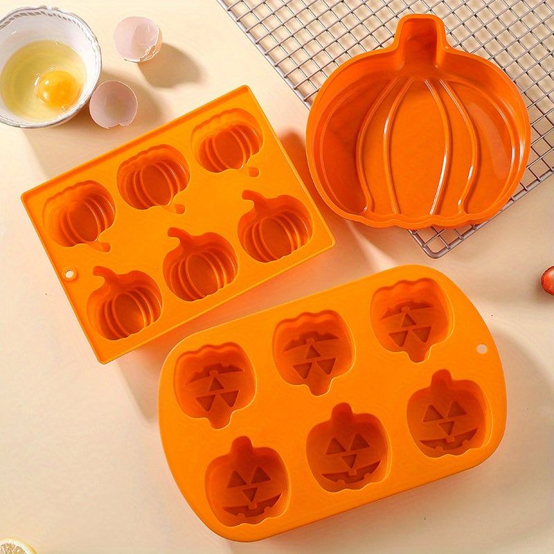 Versatile 7-Inch Silicone Pumpkin Cake Pan - Perfect for Halloween & Thanksgiving Baking, Easy Release Design, Oven Safe