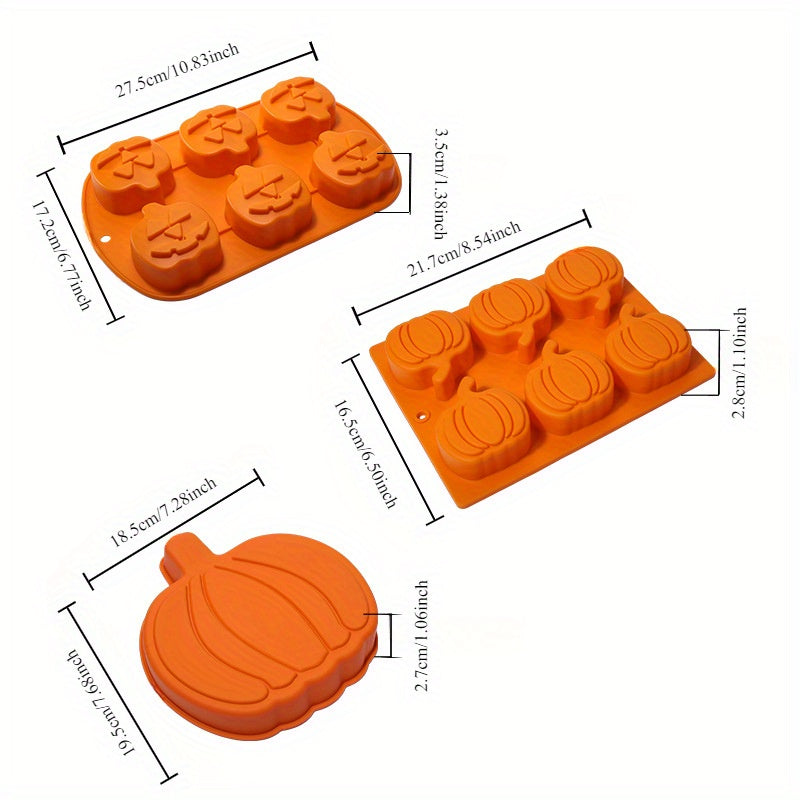 Versatile 7-Inch Silicone Pumpkin Cake Pan - Perfect for Halloween & Thanksgiving Baking, Easy Release Design, Oven Safe