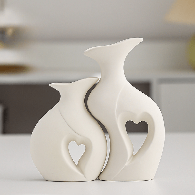 Charming White Resin Double Vase Set - Perfect for Tulips & Home Decor, Ideal for Living Room Centerpieces