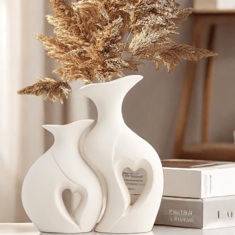 Charming White Resin Double Vase Set - Perfect for Tulips & Home Decor, Ideal for Living Room Centerpieces