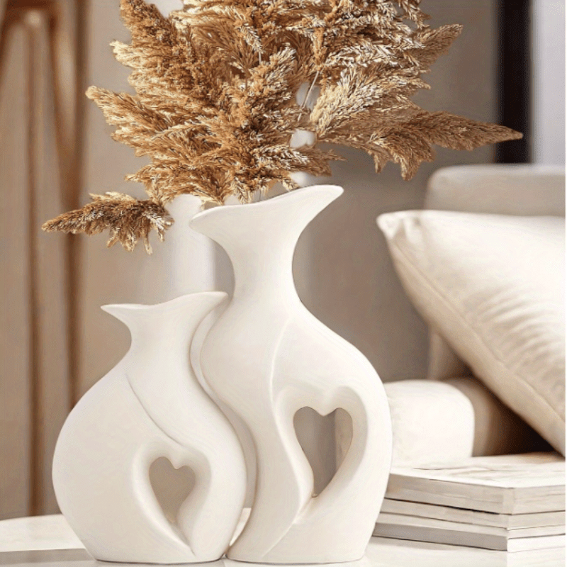 Charming White Resin Double Vase Set - Perfect for Tulips & Home Decor, Ideal for Living Room Centerpieces