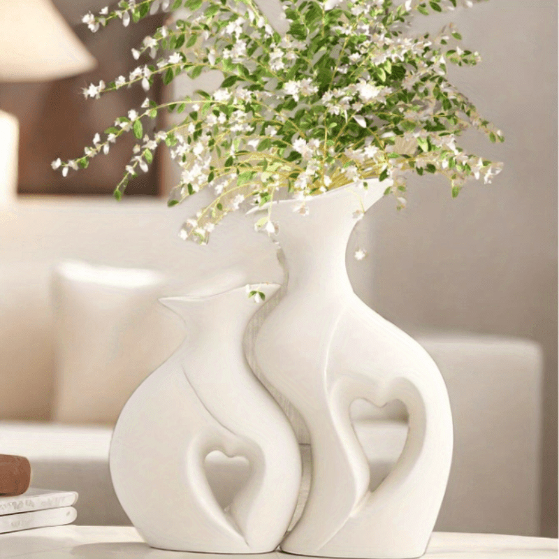 Charming White Resin Double Vase Set - Perfect for Tulips & Home Decor, Ideal for Living Room Centerpieces