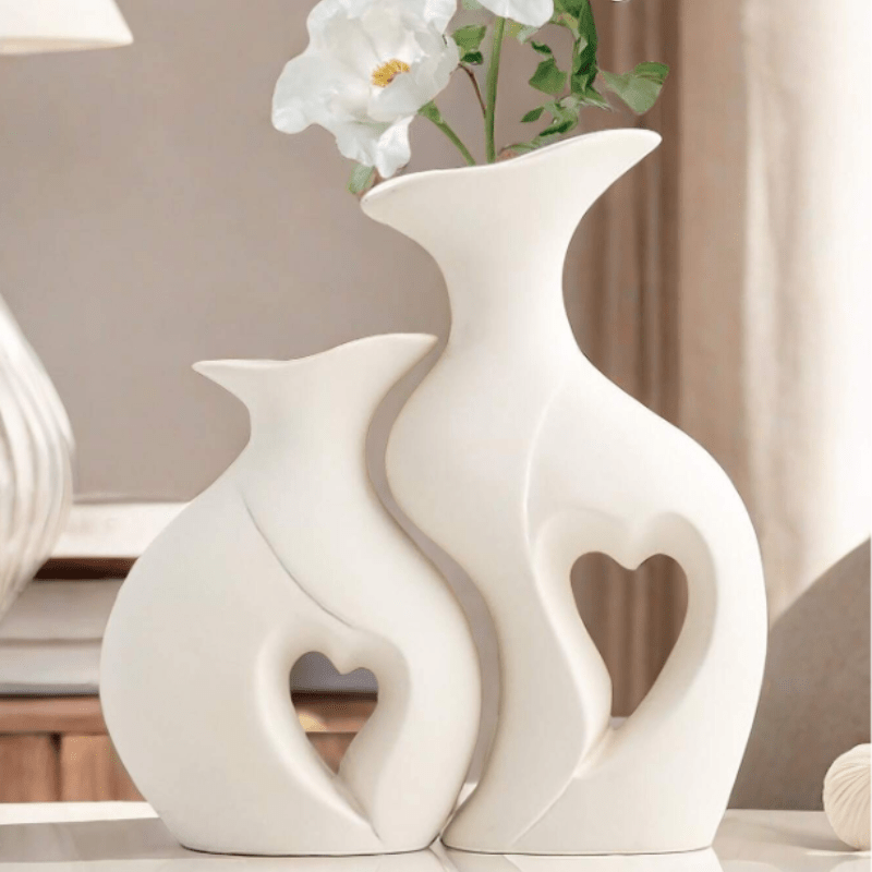 Charming White Resin Double Vase Set - Perfect for Tulips & Home Decor, Ideal for Living Room Centerpieces