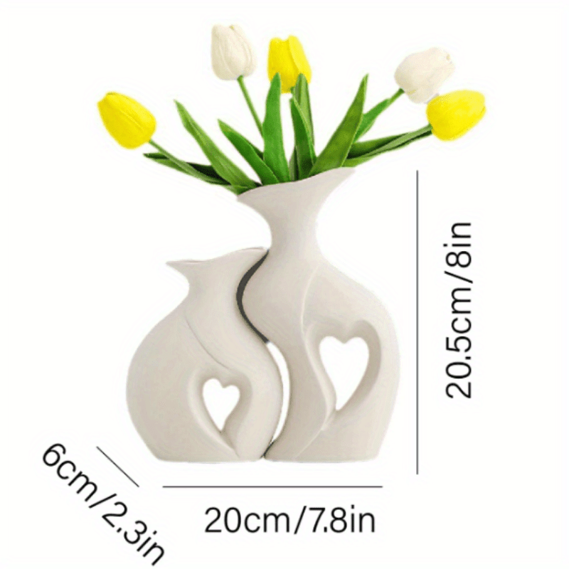 Charming White Resin Double Vase Set - Perfect for Tulips & Home Decor, Ideal for Living Room Centerpieces