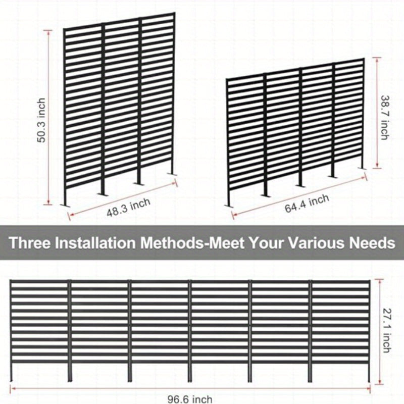 12 Pack Privacy Fence, Decorative Garden Fence Panels, Dog Fence For The Yard, Heavy Duty Metal, 23. 2in (H)x15. 5ft (L), Air Conditioner Fence, Trash Can Pool Equipment Privacy Panels Outdoor For Garden Patio