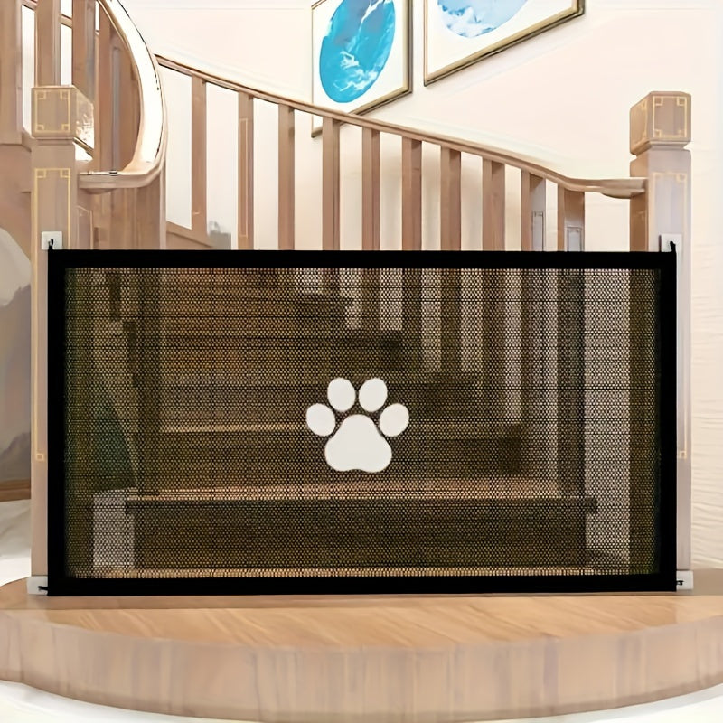 Expandable Safety Pet Gate Plus - Durable PE Mesh Gate For Indoor Outdoor Use, Adjustable, Portable, Easy Install, Stair Barrier For Pets, Versatile, And Space-Saving Design