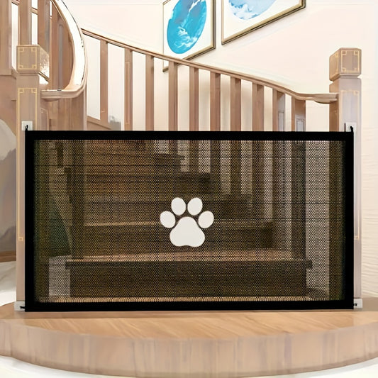 Expandable Safety Pet Gate Plus - Durable PE Mesh Gate For Indoor Outdoor Use, Adjustable, Portable, Easy Install, Stair Barrier For Pets, Versatile, And Space-Saving Design