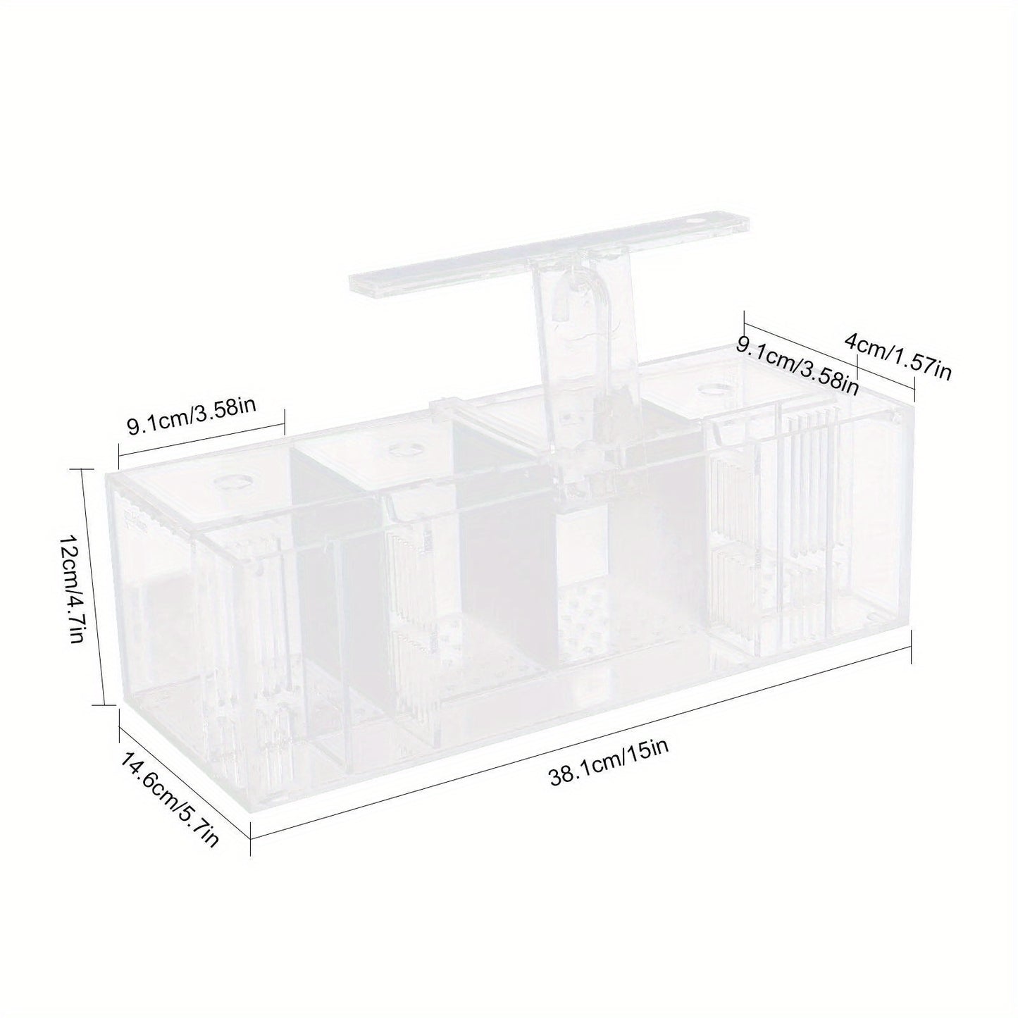 4 Grids LED Light Acrylic Betta Fish Tank Isolation Box with Pump US