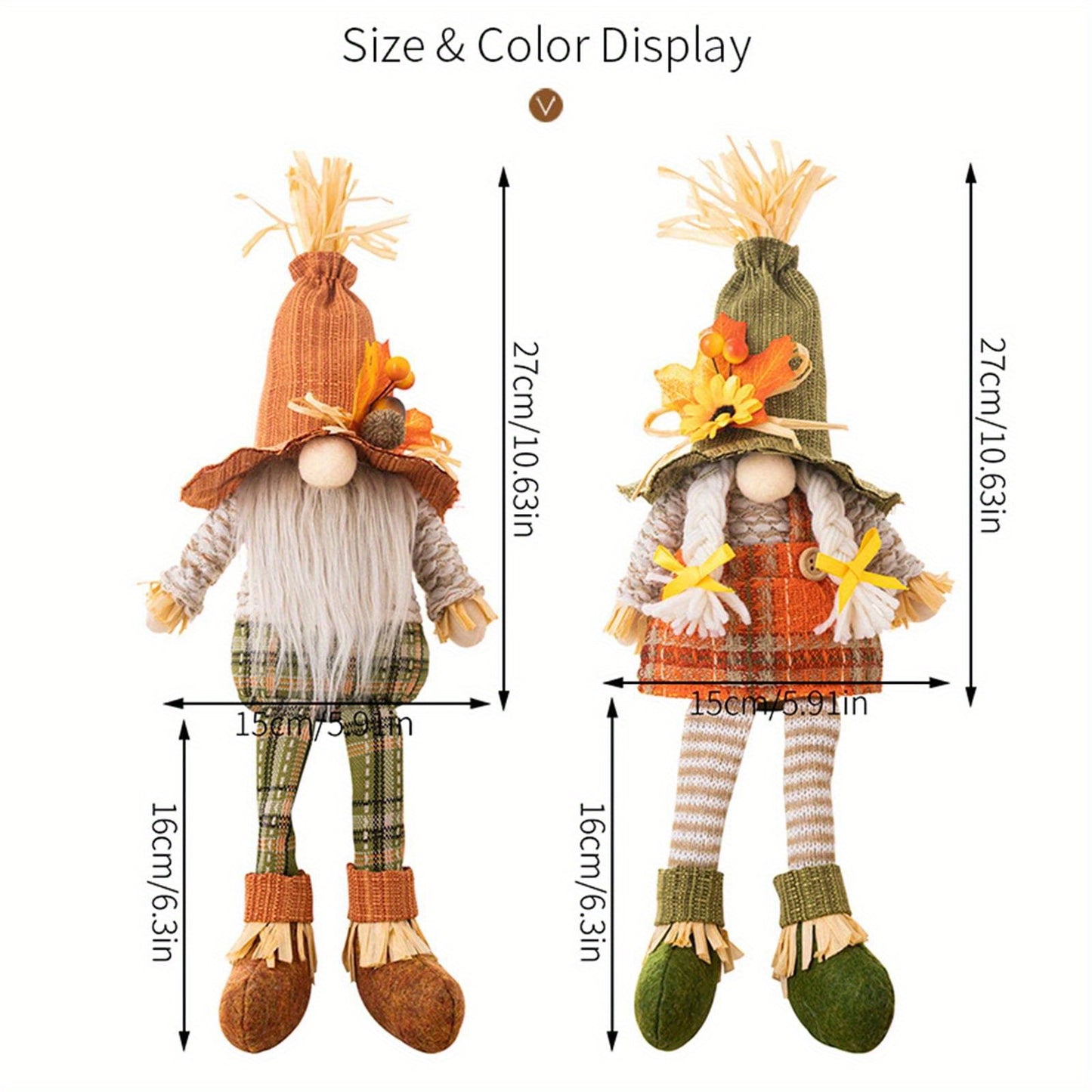 2PCS Thanksgiving Gnome Decorations, Handmade Fall Harvest Gnome Plush Swedish Gnomes Ornaments with Maple Leaves Thanksgiving Gifts Autumn Holiday Home Decorations