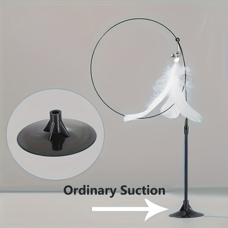 Interactive Feathered Cat Teaser Toy with Strong Suction Cup Base