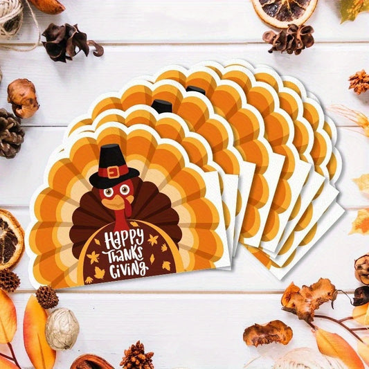 20pcs Thanksgiving Themed Disposable Paper Napkins - Autumn Party & Holiday Decorative Placemats