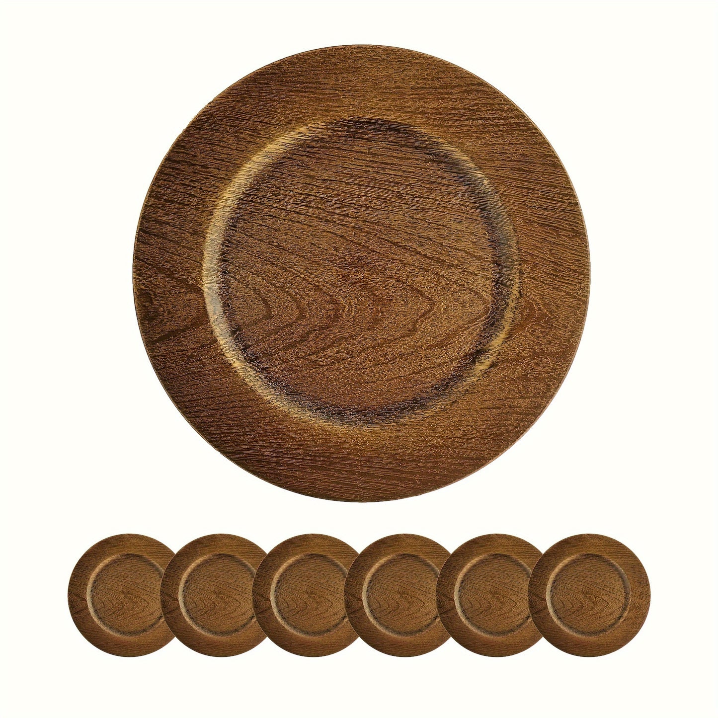 24 pcs Brown 13 inches Round Plastic Reef Plate Chargers, Elegant Tableware Decor for Dinner Plates, Christmas, Thanksgiving, Halloween, Wedding, Party Decoration Place Mats