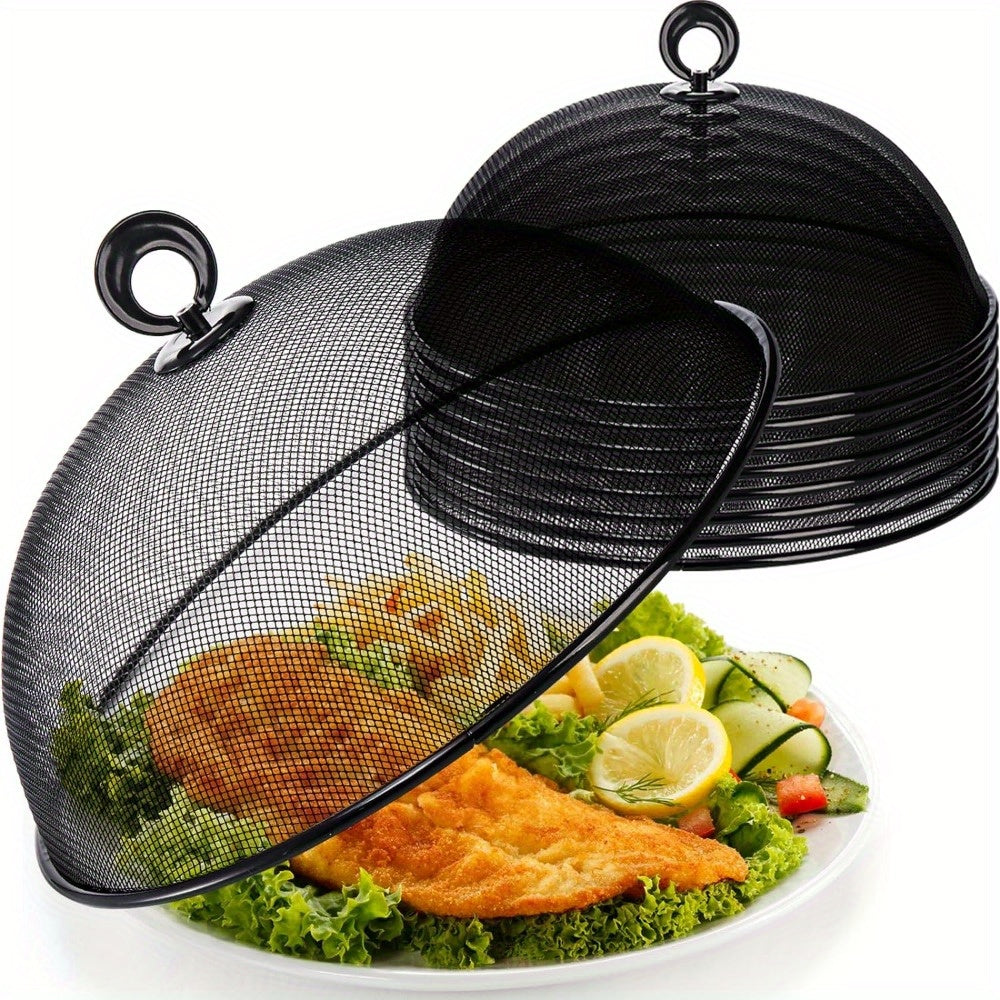 8 Pack Metal Mesh Food Cover, 10.8 Inch Outdoor Picnic Plate Serving Covers, Food Tents Dome Screen Umbrella, Vegetable Plant Seed Protector for Table, BBQ, Camping, Outside Parties and Garden