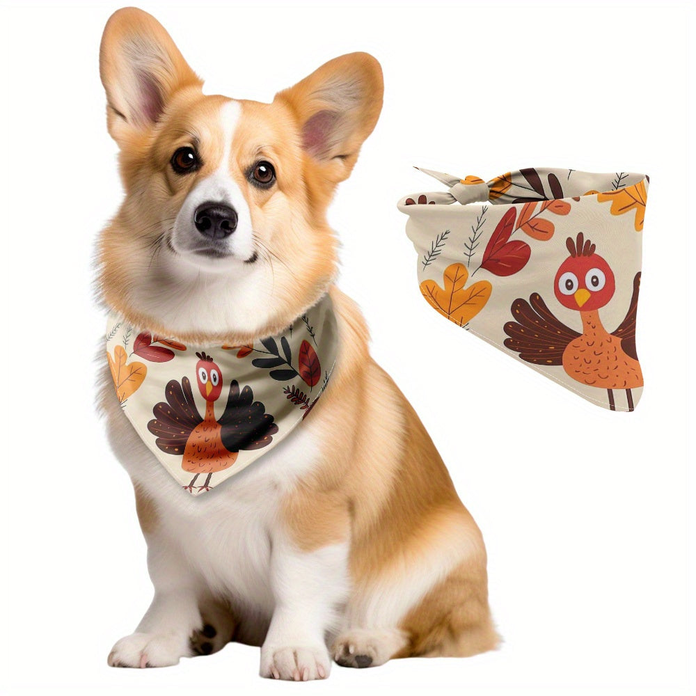 Thanksgiving Turkey-Themed Dog Scarf - Adjustable, Washable Pet Bandana for Small to Large Breeds - Festive Accessory for Holiday Celebrations