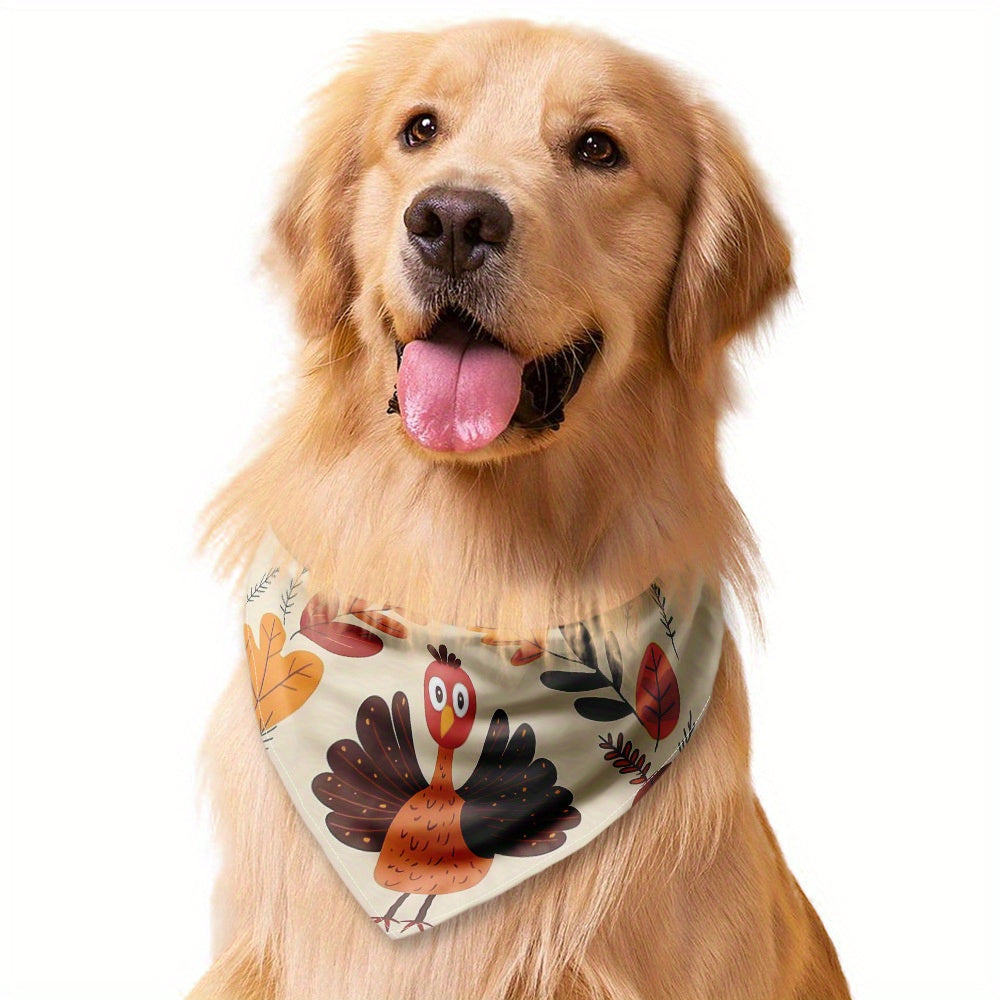 Thanksgiving Turkey-Themed Dog Scarf - Adjustable, Washable Pet Bandana for Small to Large Breeds - Festive Accessory for Holiday Celebrations