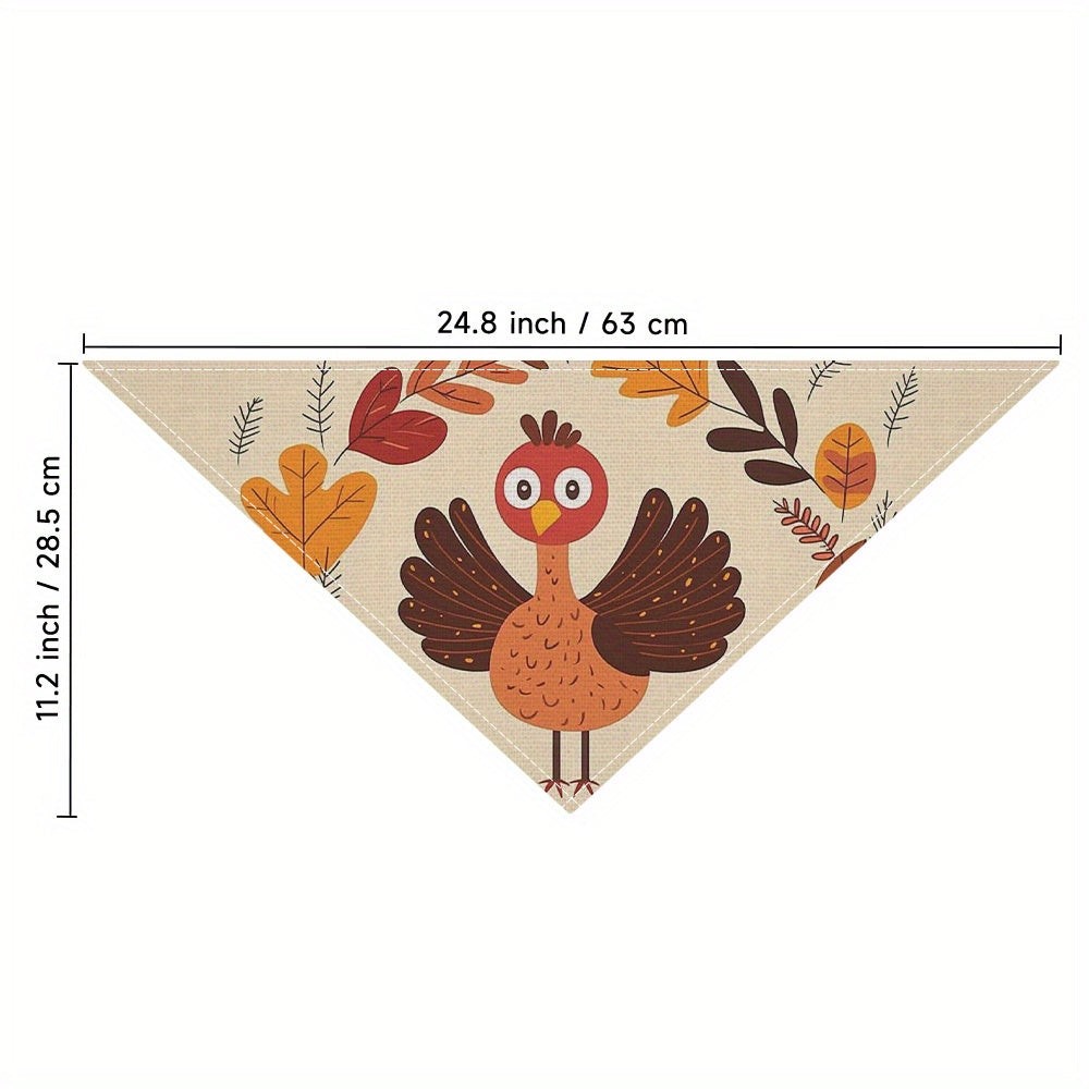 Thanksgiving Turkey-Themed Dog Scarf - Adjustable, Washable Pet Bandana for Small to Large Breeds - Festive Accessory for Holiday Celebrations