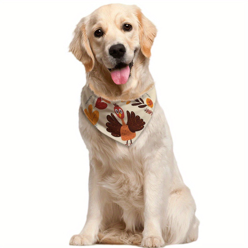 Thanksgiving Turkey-Themed Dog Scarf - Adjustable, Washable Pet Bandana for Small to Large Breeds - Festive Accessory for Holiday Celebrations