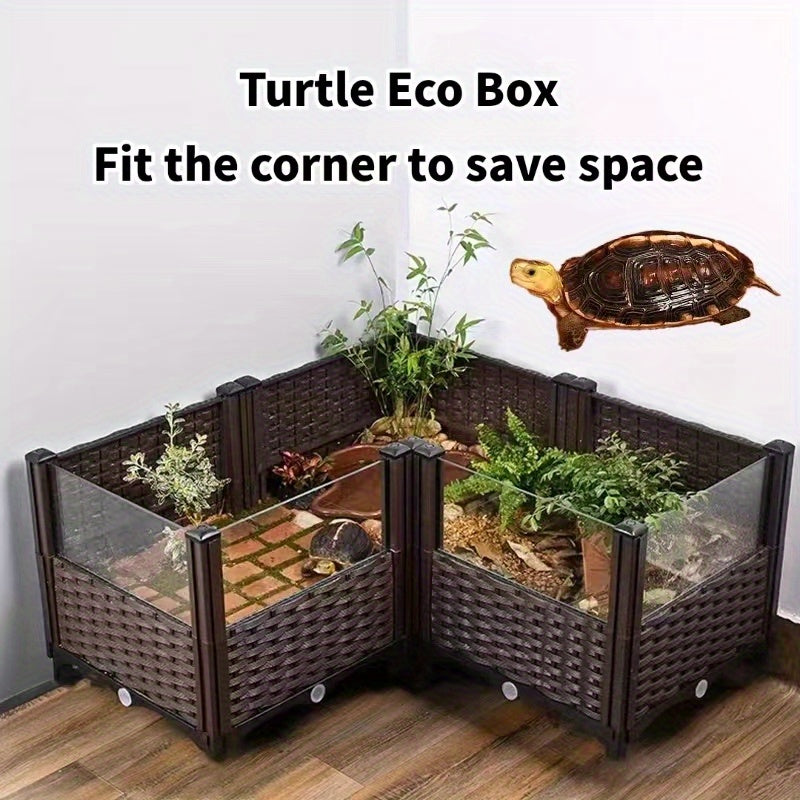 1pc C4 Corner-Fitting Turtle Habitat - DIY Reptile Breeding Box, High-Quality PP Material, Ideal for Amphibians & Tortoises