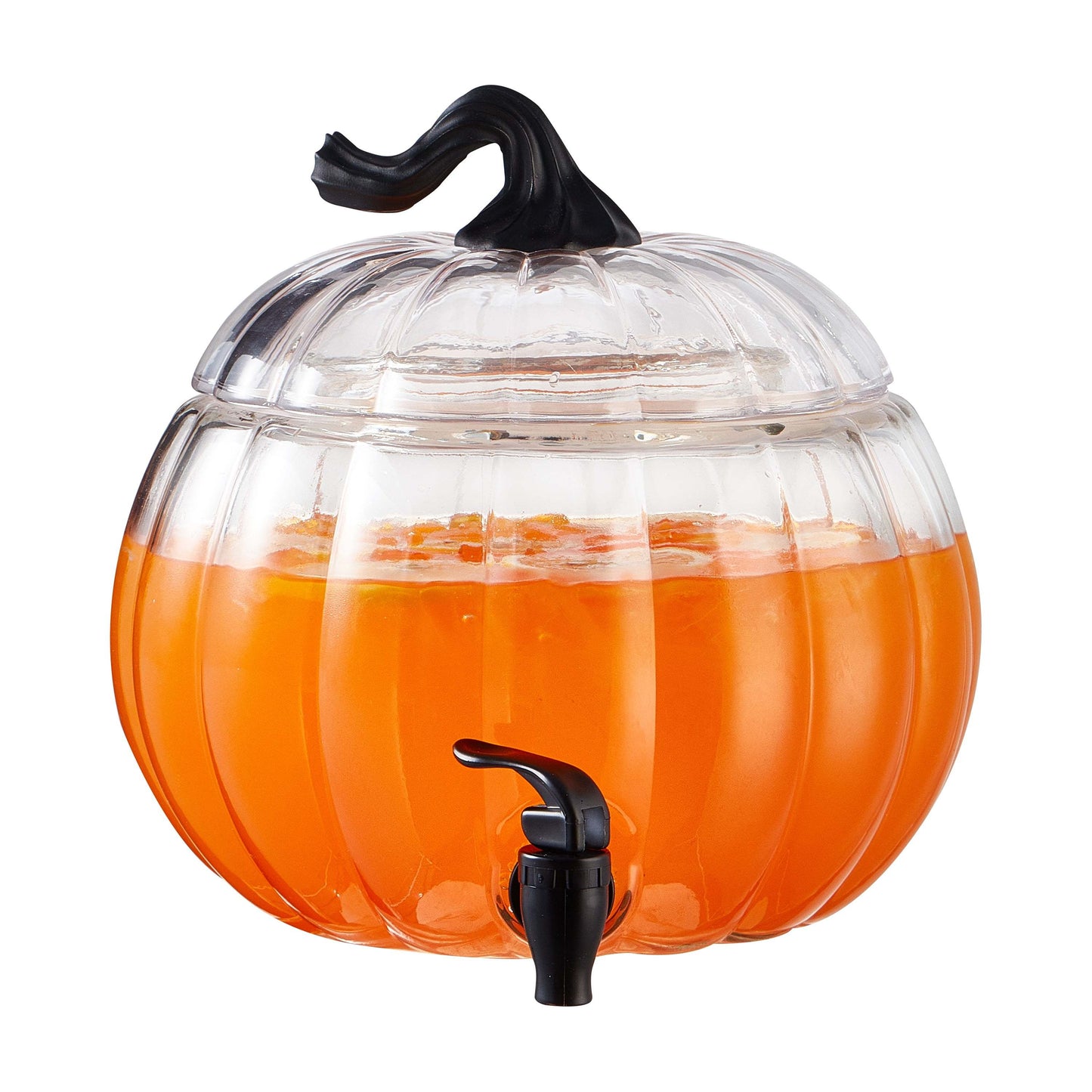 [Fast Arrival] 1.5 Gallon Large Capacity Clear Glass Pumpkin Shaped Beverage Dispenser - Iced Beverage Dispensers for Outdoor Parties and Events - Durable, Easy to Clean, and Space-Saving Design