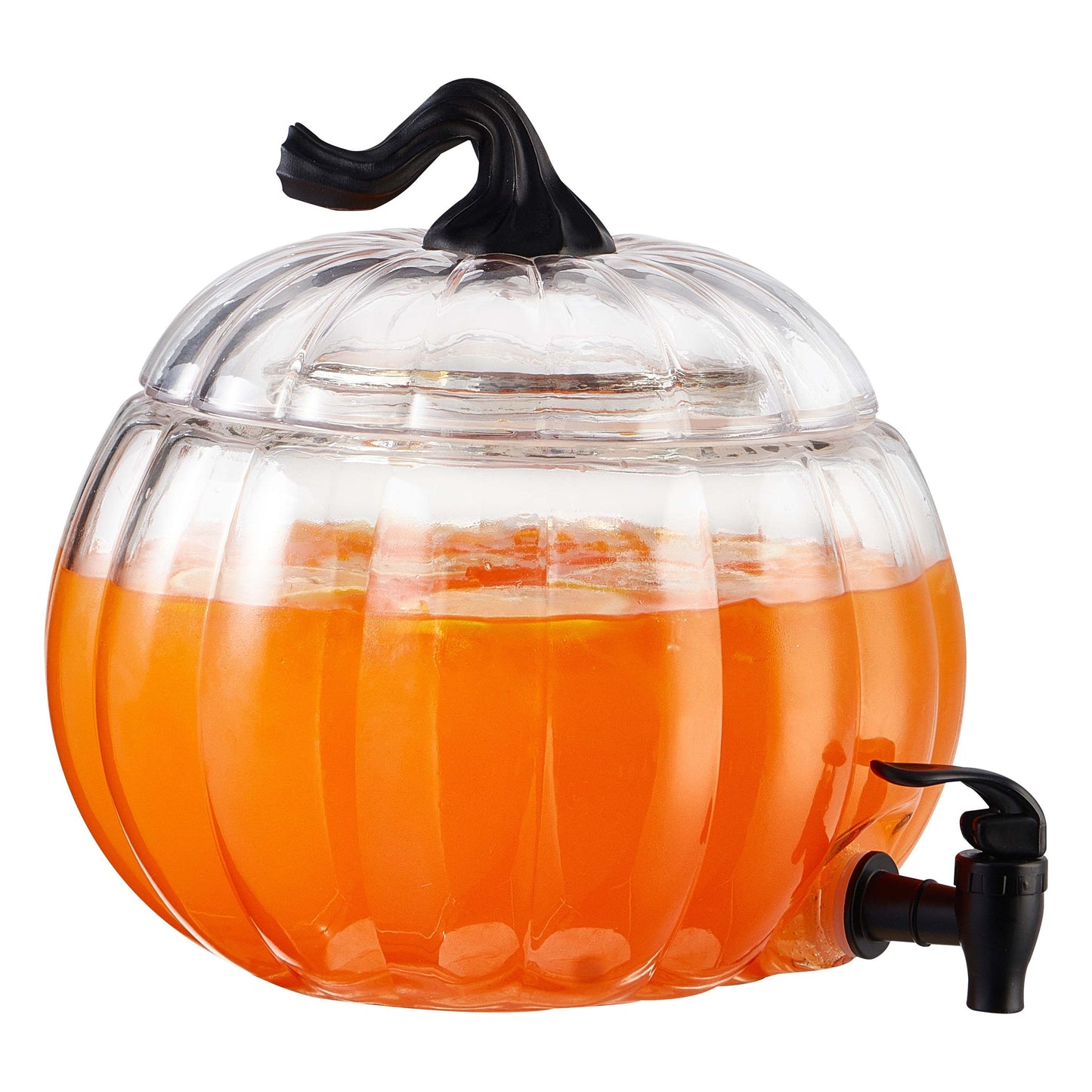 [Fast Arrival] 1.5 Gallon Large Capacity Clear Glass Pumpkin Shaped Beverage Dispenser - Iced Beverage Dispensers for Outdoor Parties and Events - Durable, Easy to Clean, and Space-Saving Design