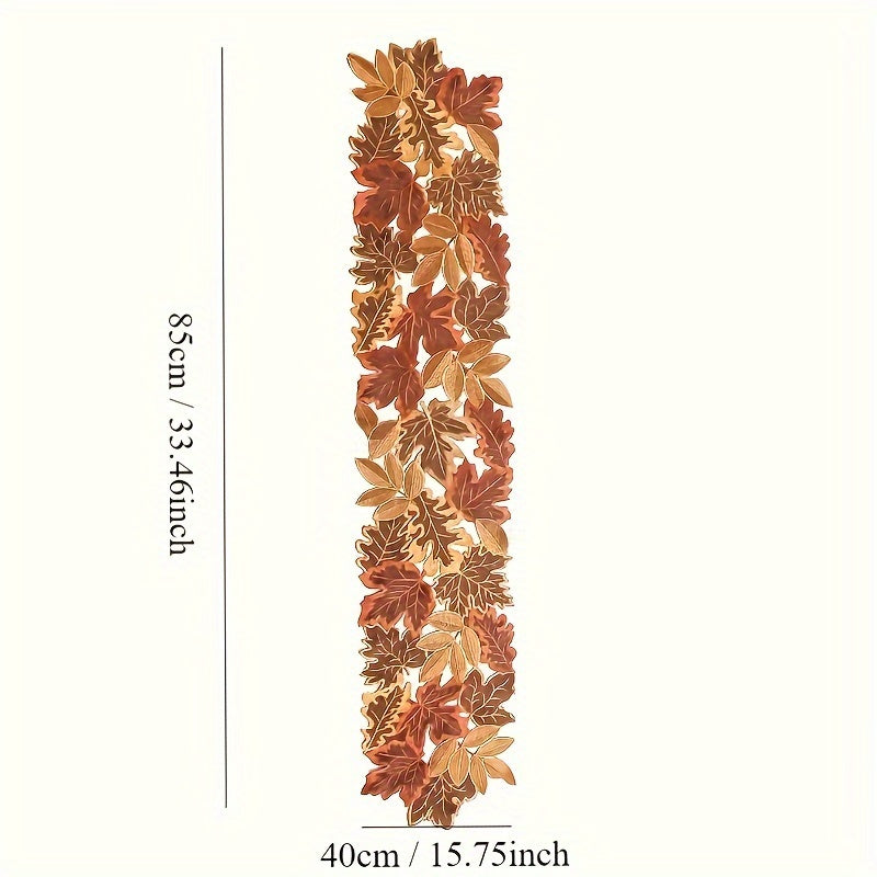 Autumn Maple Leaf Table Runner - Non-Woven Polyester, Perfect for Thanksgiving & Fall Decor, Rectangular