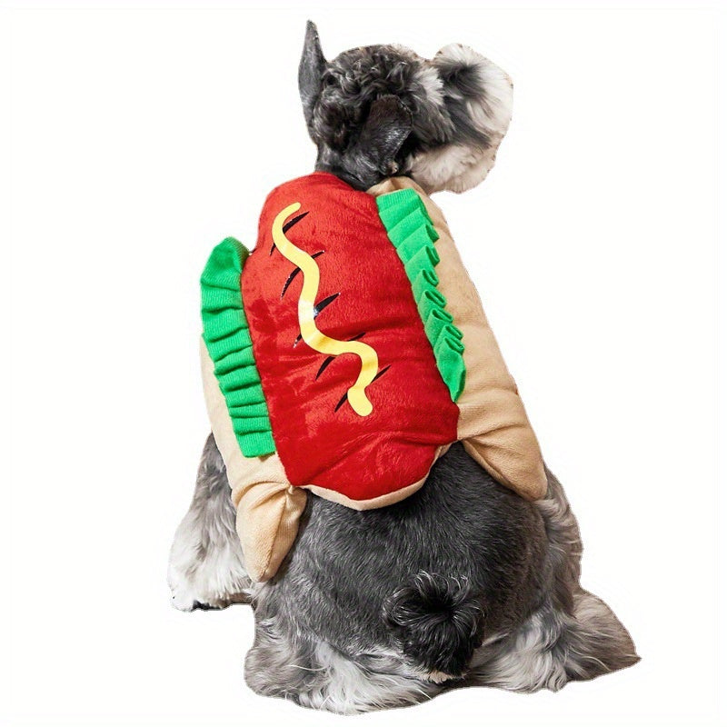 Adorable Pet Costume for Dogs & Cats - Cozy Polyester Knitwear, Perfect for Halloween, Christmas, Easter, Thanksgiving - Funny Wizard Bat or Bread Hot Dog Outfit