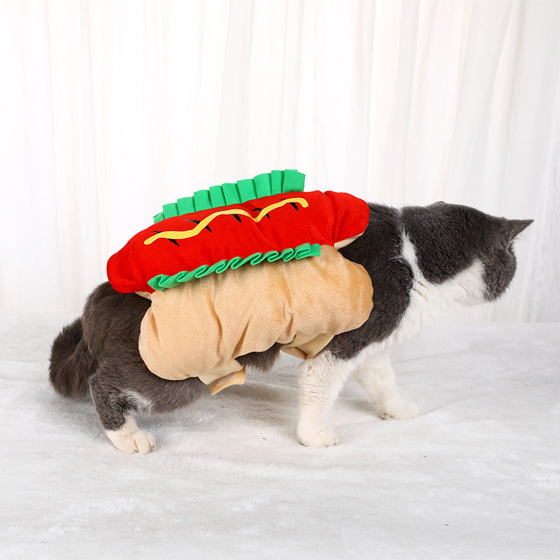 Adorable Pet Costume for Dogs & Cats - Cozy Polyester Knitwear, Perfect for Halloween, Christmas, Easter, Thanksgiving - Funny Wizard Bat or Bread Hot Dog Outfit