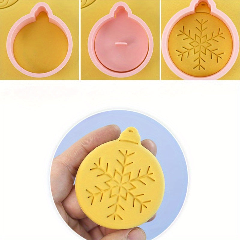 10-Piece Set Christmas Ball Cookie Cutters, Plastic Baking Molds for Sugar Cookies, Home Kitchen Decor, Holiday Baking Tools