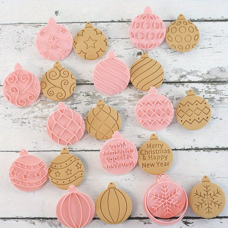 10-Piece Set Christmas Ball Cookie Cutters, Plastic Baking Molds for Sugar Cookies, Home Kitchen Decor, Holiday Baking Tools