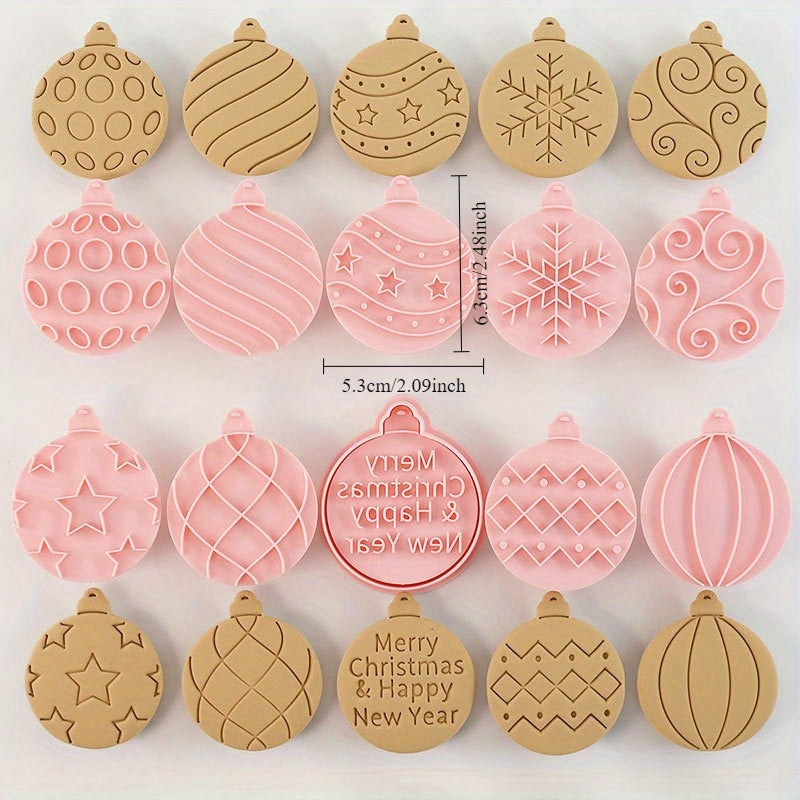 10-Piece Set Christmas Ball Cookie Cutters, Plastic Baking Molds for Sugar Cookies, Home Kitchen Decor, Holiday Baking Tools