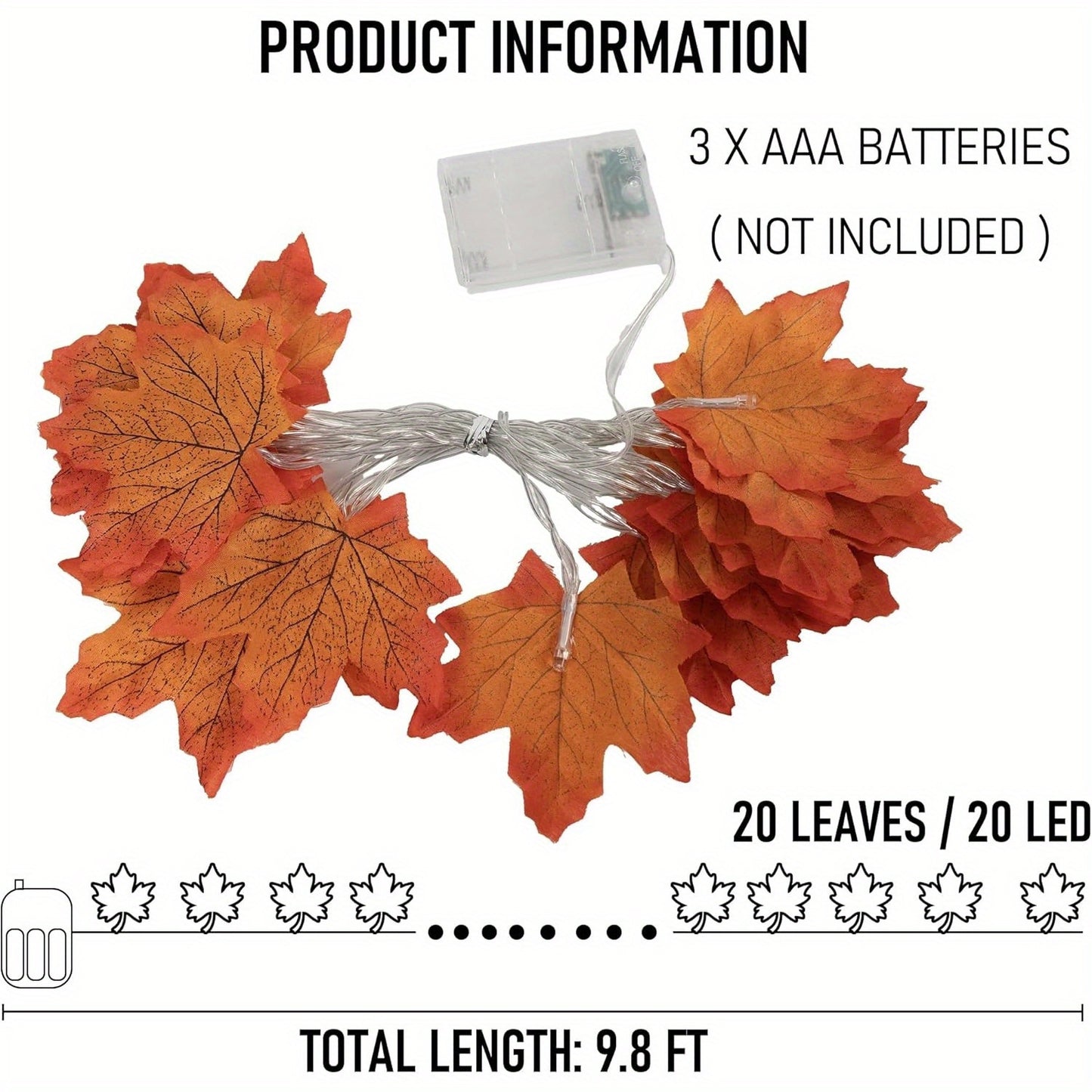 4 Pieces Maple Leaf String Lights, Total Length 40 Feet 80 LED Lighted Decorations, Thanksgiving Indoor Fall Harvest Decorations, Fall Decorations For Home Mantels And Stairs, Batteries Not Included