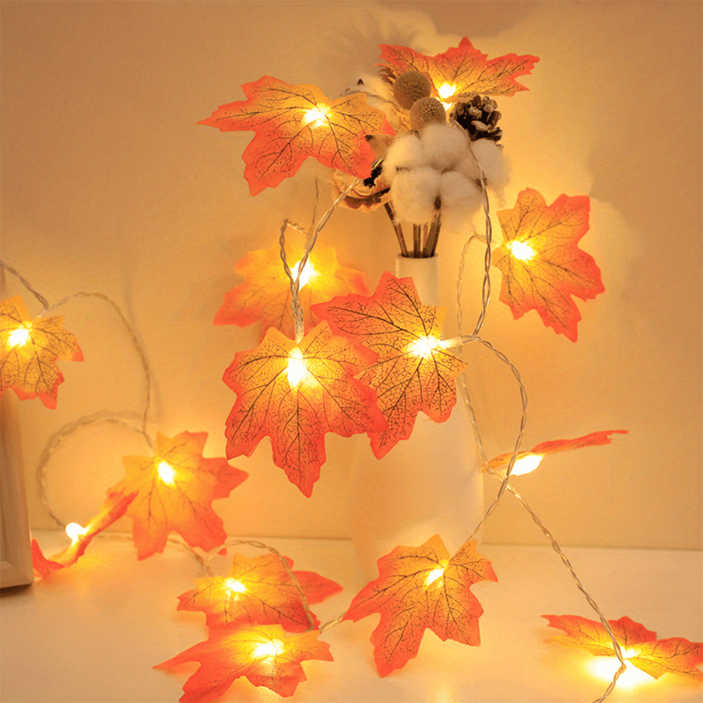 4 Pieces Maple Leaf String Lights, Total Length 40 Feet 80 LED Lighted Decorations, Thanksgiving Indoor Fall Harvest Decorations, Fall Decorations For Home Mantels And Stairs, Batteries Not Included