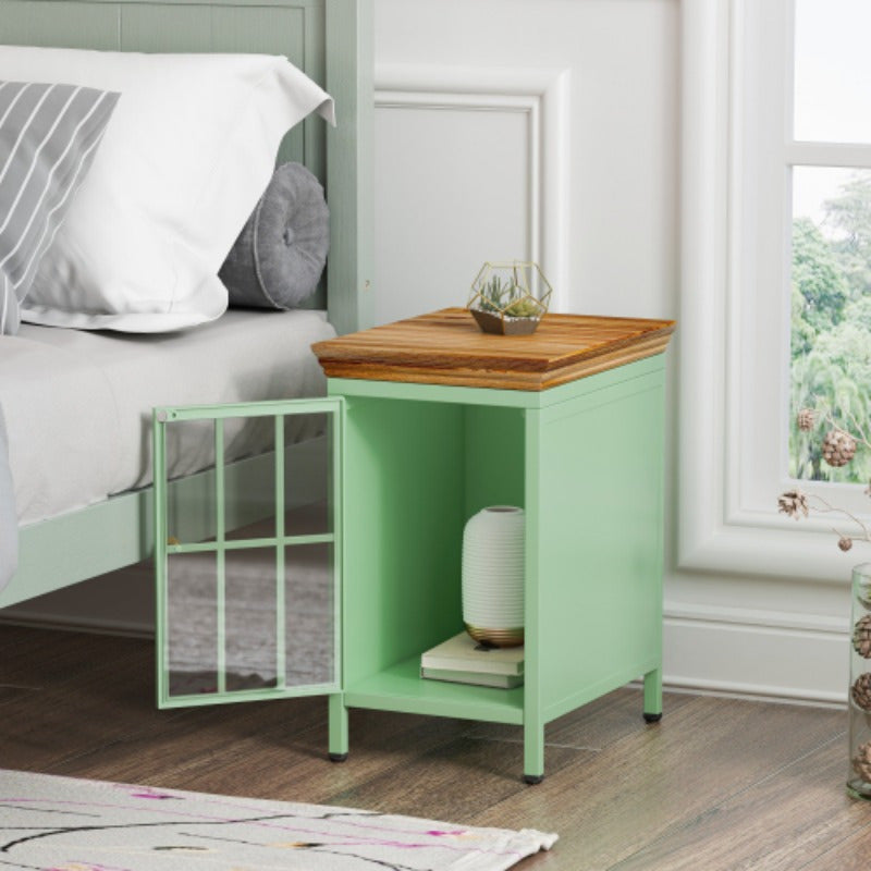 2-Piece Green Nightstand/ Bedside Table. Storage Cabinet. Solid Tabletop. For Bedroom & Living Room. Sofa Side Coffee Table. Stylish & Functional.