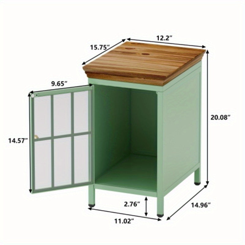 2-Piece Green Nightstand/ Bedside Table. Storage Cabinet. Solid Tabletop. For Bedroom & Living Room. Sofa Side Coffee Table. Stylish & Functional.