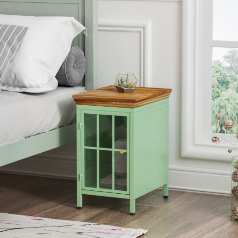 2-Piece Green Nightstand/ Bedside Table. Storage Cabinet. Solid Tabletop. For Bedroom & Living Room. Sofa Side Coffee Table. Stylish & Functional.