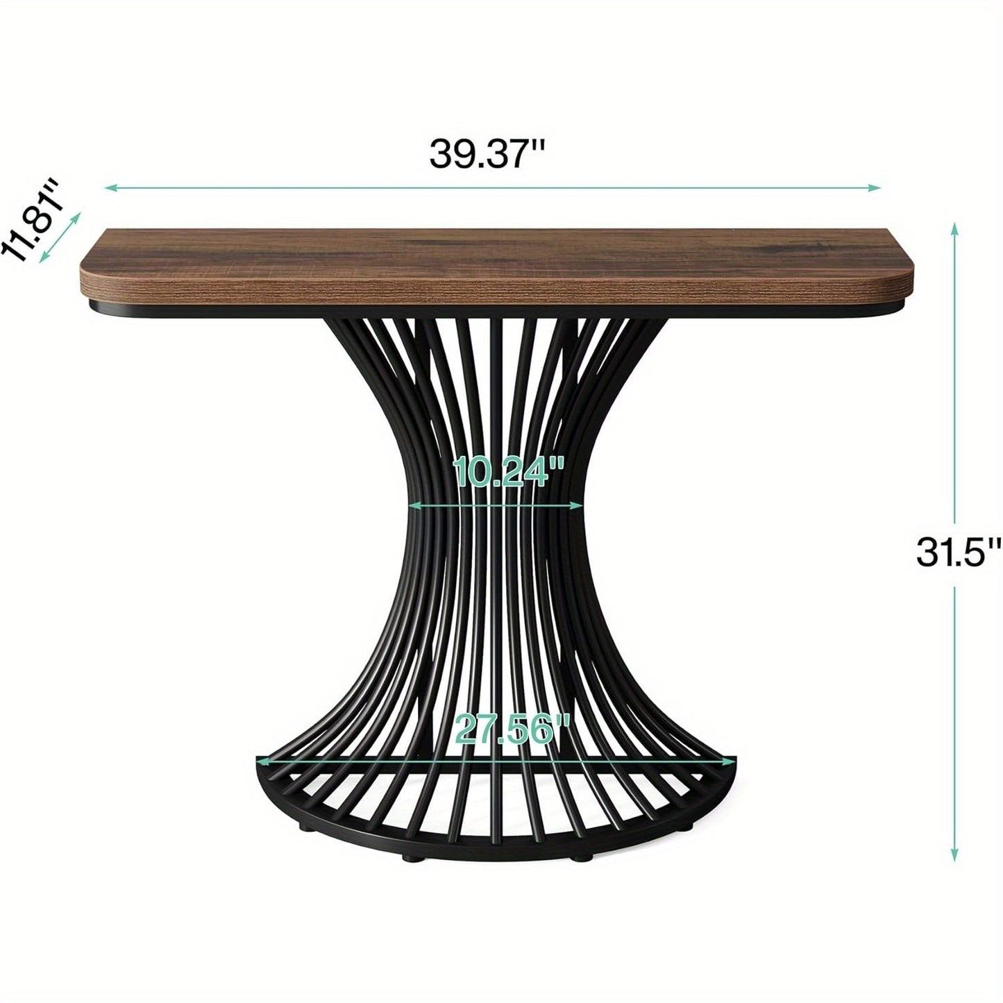 Console Table, Industrial Entryway Table with Geometric Metal Base, 39-Inch Small Sofa Accent Table for Entrance, Reception Room, Hallway, Rustic Brown (Rustic Brown)