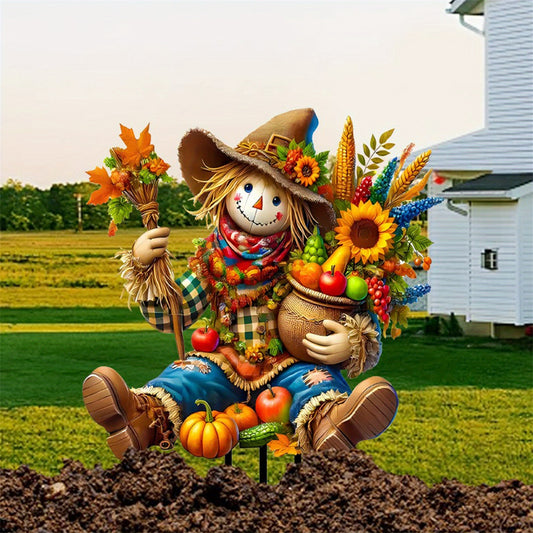 Thanksgiving Fall Garden Stakes Harvest Scarecrow Yard Signs Plant Pot Sticks for Outside Patio Lawn Outdoor Decorations