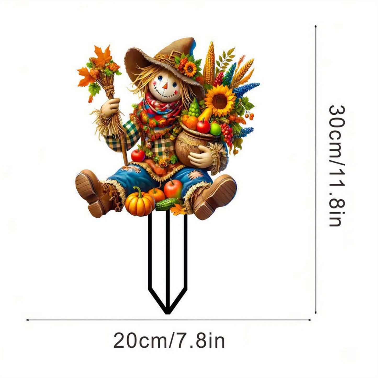 Thanksgiving Fall Garden Stakes Harvest Scarecrow Yard Signs Plant Pot Sticks for Outside Patio Lawn Outdoor Decorations