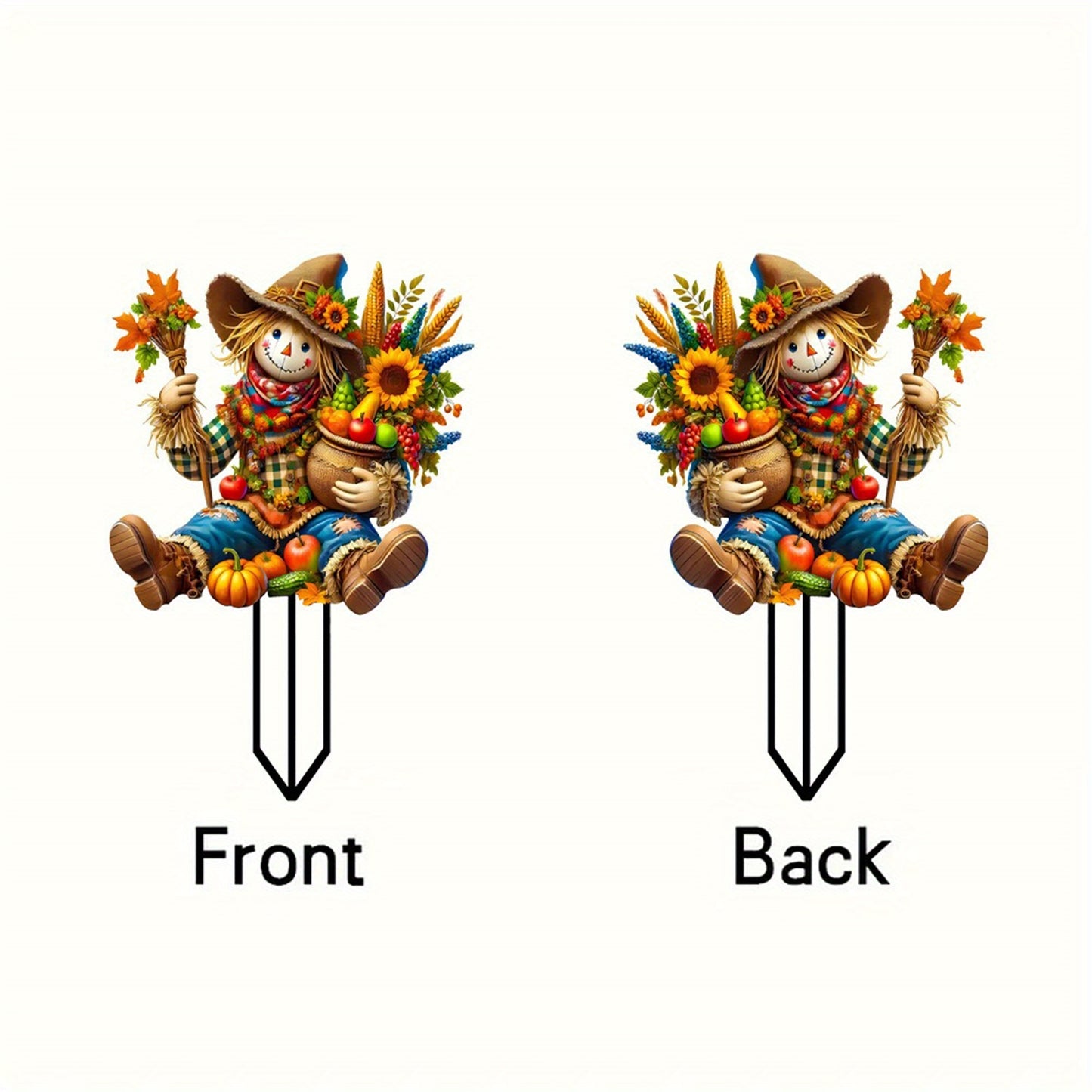 Thanksgiving Fall Garden Stakes Harvest Scarecrow Yard Signs Plant Pot Sticks for Outside Patio Lawn Outdoor Decorations