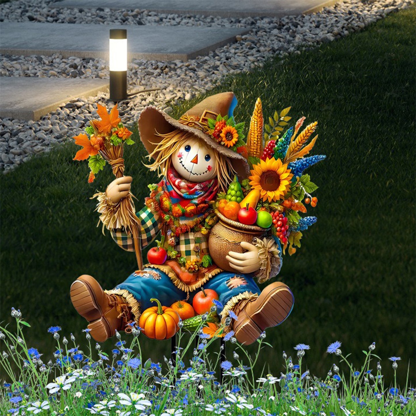 Thanksgiving Fall Garden Stakes Harvest Scarecrow Yard Signs Plant Pot Sticks for Outside Patio Lawn Outdoor Decorations