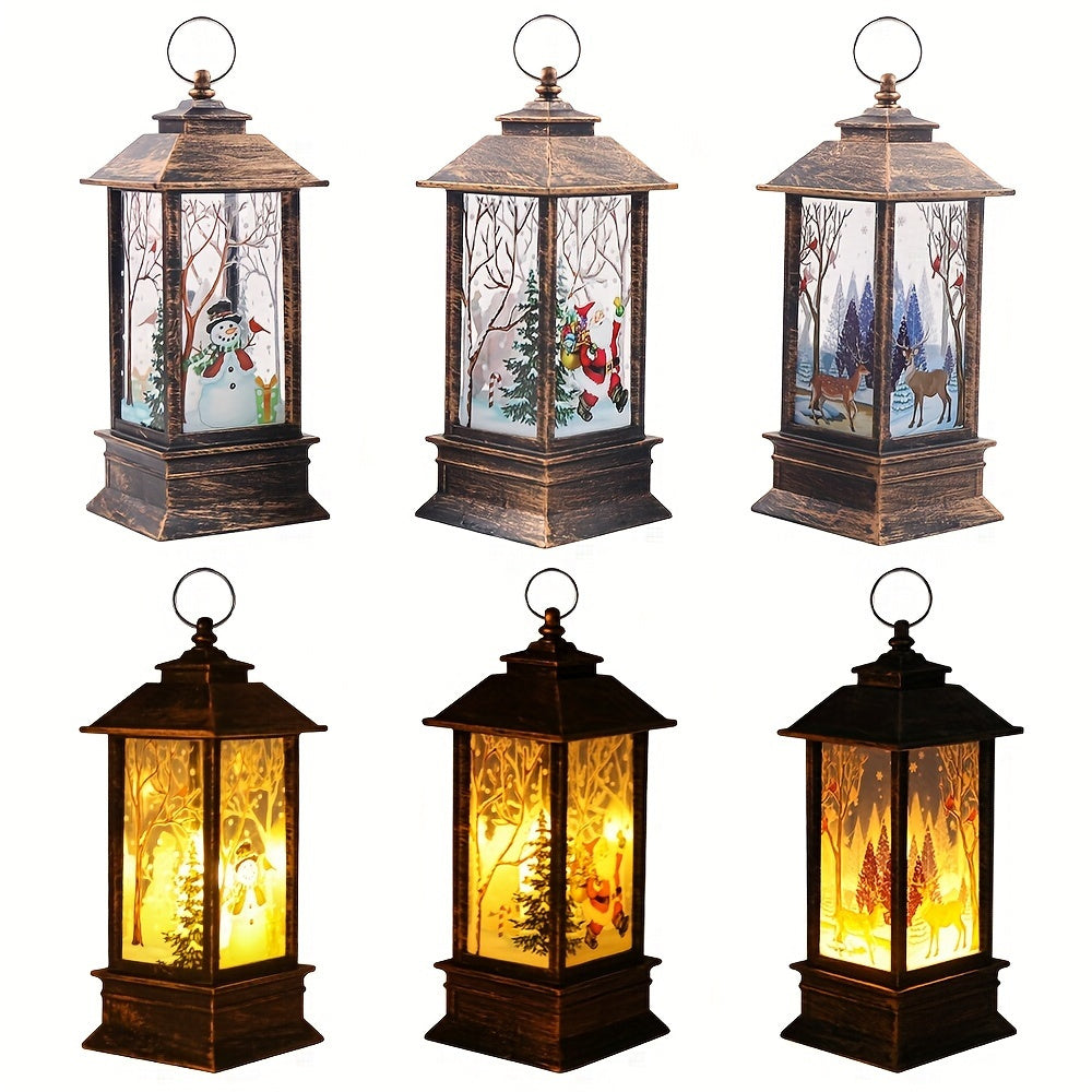 5pcs Whimsical Christmas Lantern Candlestick Nightlight Set - Old Man Snowman Decoration, Table Centerpiece, Festive Holiday Decor, Warm Ambient Lighting, Indoor Winter Wonderland Scene Creator