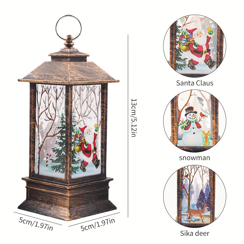 5pcs Whimsical Christmas Lantern Candlestick Nightlight Set - Old Man Snowman Decoration, Table Centerpiece, Festive Holiday Decor, Warm Ambient Lighting, Indoor Winter Wonderland Scene Creator