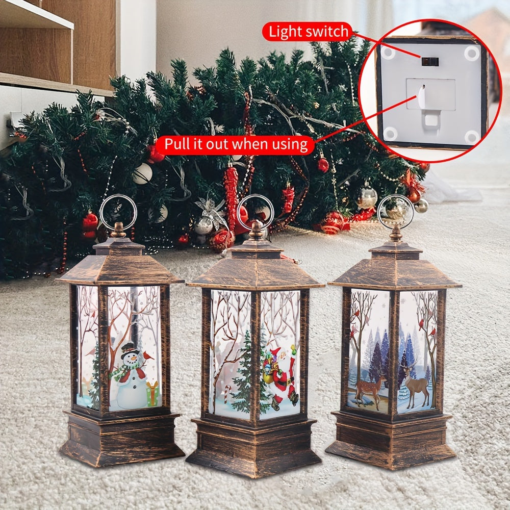 5pcs Whimsical Christmas Lantern Candlestick Nightlight Set - Old Man Snowman Decoration, Table Centerpiece, Festive Holiday Decor, Warm Ambient Lighting, Indoor Winter Wonderland Scene Creator