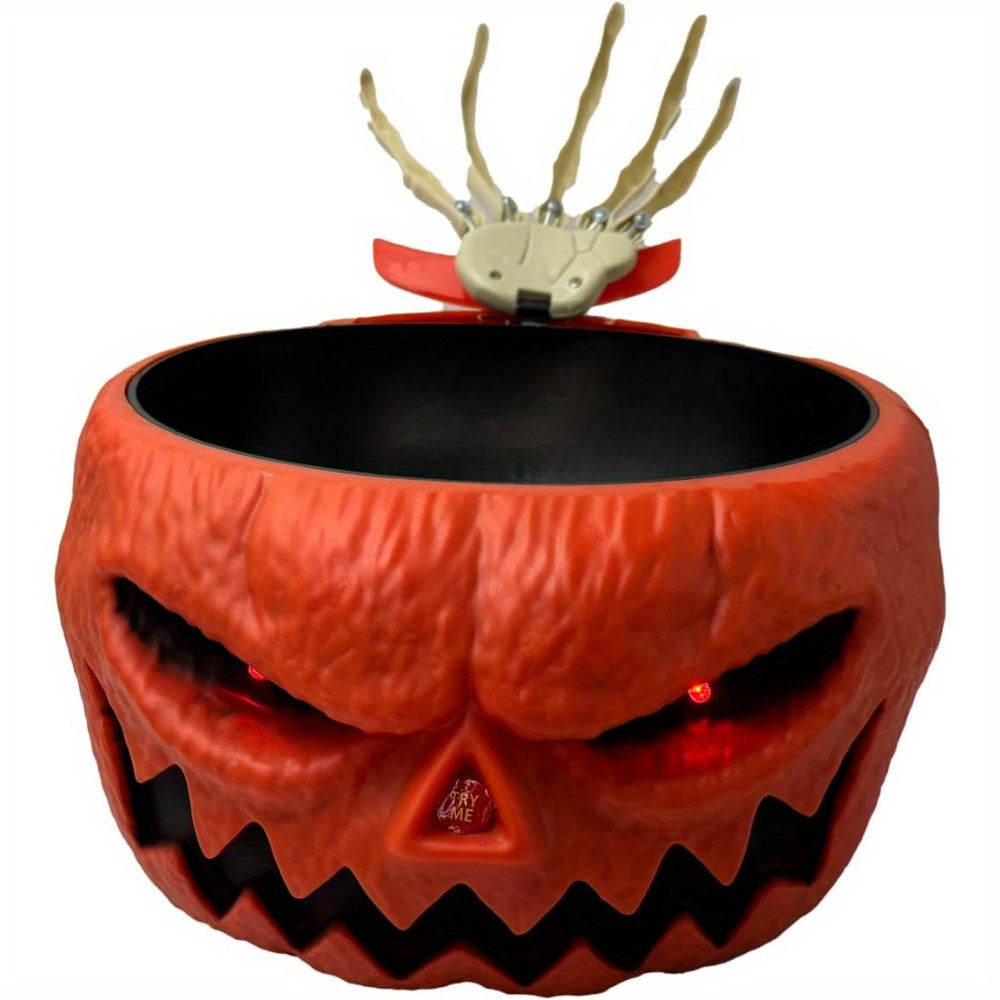 Halloween Creepy Pumpkin Candy Bowl LED lights Horror Pumpkin Pot Skeleton Plate Serving Bowl