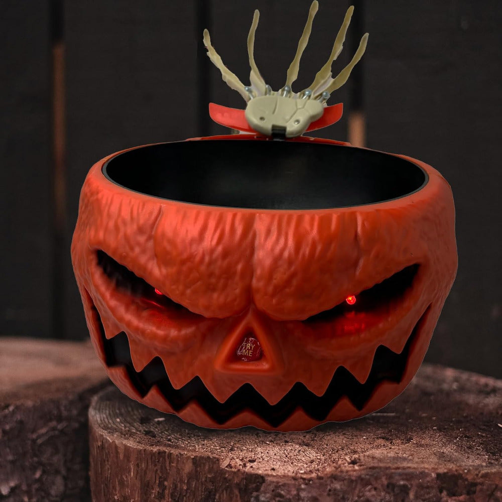 Halloween Creepy Pumpkin Candy Bowl LED lights Horror Pumpkin Pot Skeleton Plate Serving Bowl