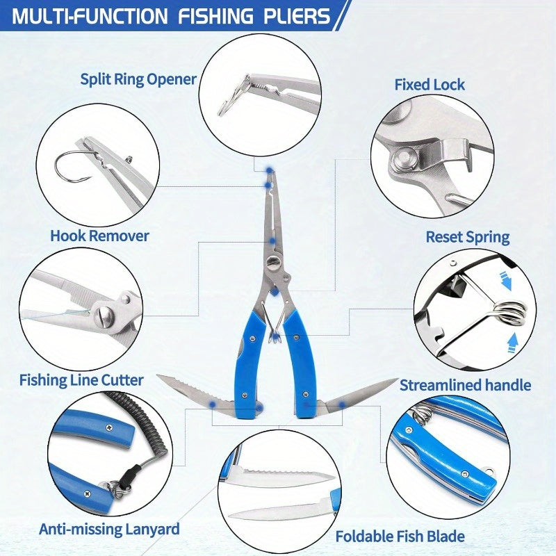 Fishing Tool Kit Fishing Pliers, Fish Gripper Fishing Scale Fish Grip Tools Set, Saltwater Resistant Fishing Gear Simple Set